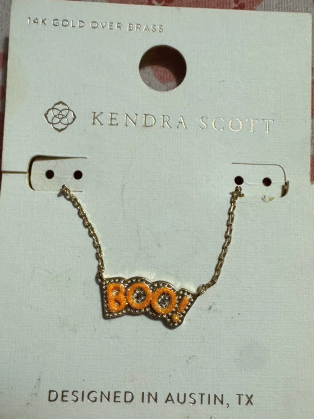 KENDRA SCOTT Halloween BOO or Your Special Someone BOO 14k Gold Necklace NEW NWT